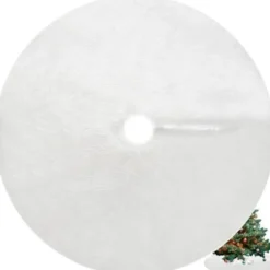 Julgransmatta vit lång lugg 150 cm diameter polyester