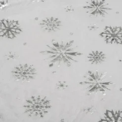 Julgransmatta vit/silver 90 cm polyester med stjärnor och snöflingor