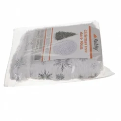 Julgransmatta vit/silver 90 cm polyester med stjärnor och snöflingor