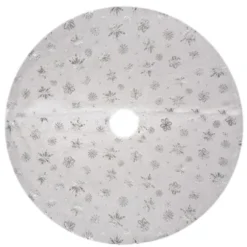 Julgransmatta vit/silver 78 cm polyester med stjärnor och snöflingor