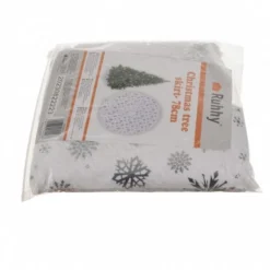 Julgransmatta vit/silver 78 cm polyester med stjärnor och snöflingor