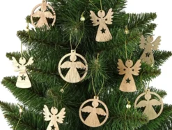 Julgransprydnader träänglar 12-pack 6x5 cm med snöre