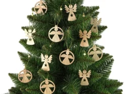 Julgransprydnader träänglar 12-pack 6x5 cm med snöre