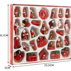 Julgranspynt i trä / Dekorationsfigurer 30-pack