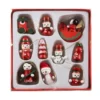 Julgranspynt i trä 10-pack röda julmotiv 2,5–3,5 cm