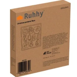 Julgranspynt i trä 10-pack röda julmotiv 2,5–3,5 cm