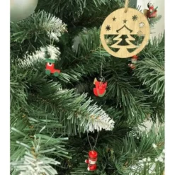 Julgranspynt i trä 10-pack röda julmotiv 2,5–3,5 cm