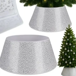 Julgransskydd 60 cm vit/silver non-woven tyg för julgransfot