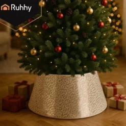 Julgransskydd 60 cm vit/silver non-woven tyg för julgransfot