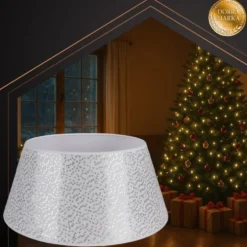 Julgransskydd 60 cm vit/silver non-woven tyg för julgransfot
