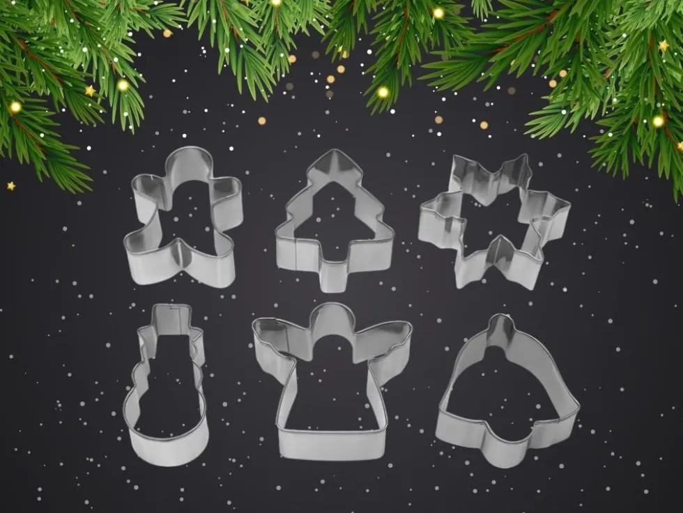 Juliga kakformar i stål 6-pack pepparkaksformar 6,5 cm