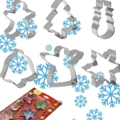Juliga kakformar i stål 6-pack pepparkaksformar 6,5 cm