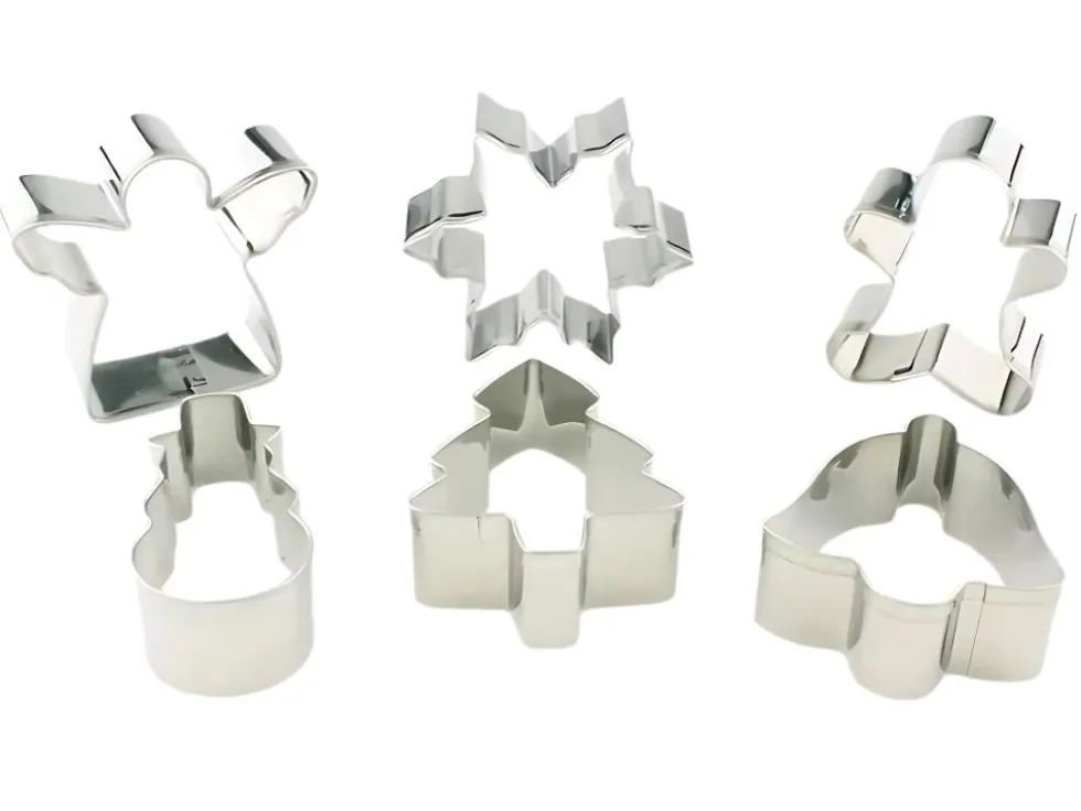Juliga kakformar i stål 6-pack pepparkaksformar 6,5 cm