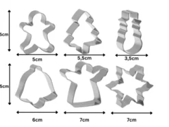 Juliga kakformar i stål 6-pack pepparkaksformar 6,5 cm