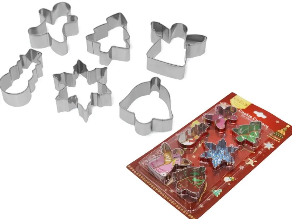 Juliga kakformar i stål 6-pack pepparkaksformar 6,5 cm