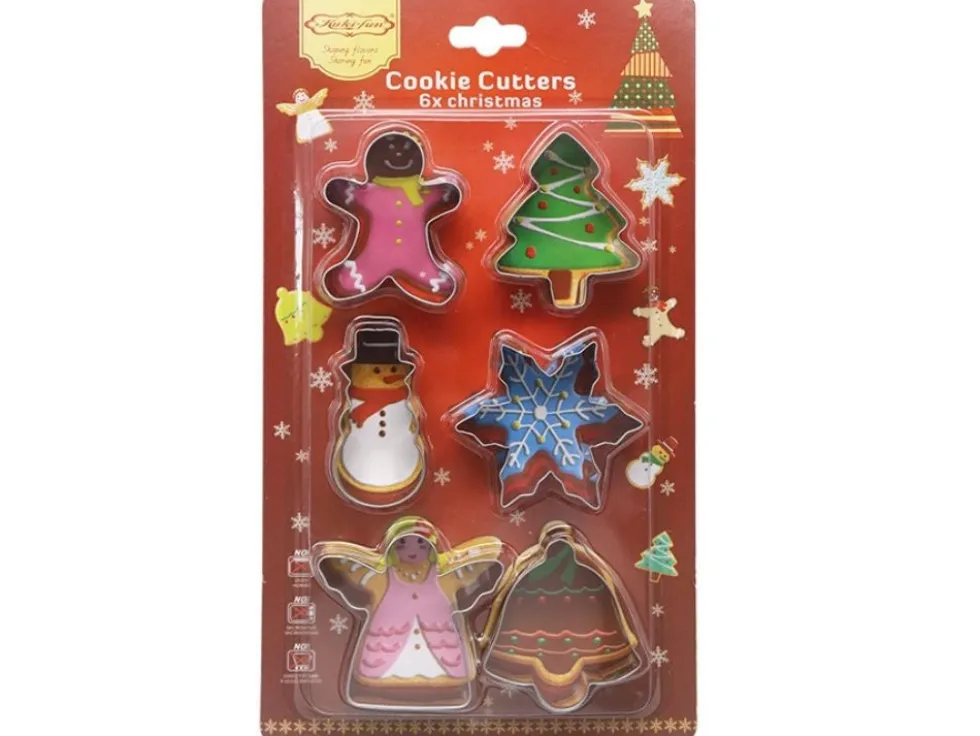 Juliga kakformar i stål 6-pack pepparkaksformar 6,5 cm