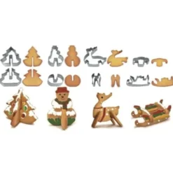Julkakformar 3D-set 8 st i rostfritt stål för pepparkakor