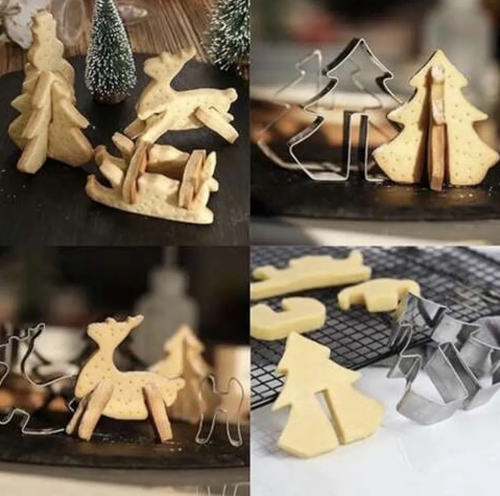 Julkakformar 3D-set 8 st i rostfritt stål för pepparkakor