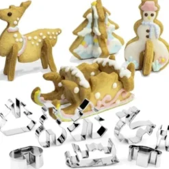 Julkakformar 3D-set 8 st i rostfritt stål för pepparkakor