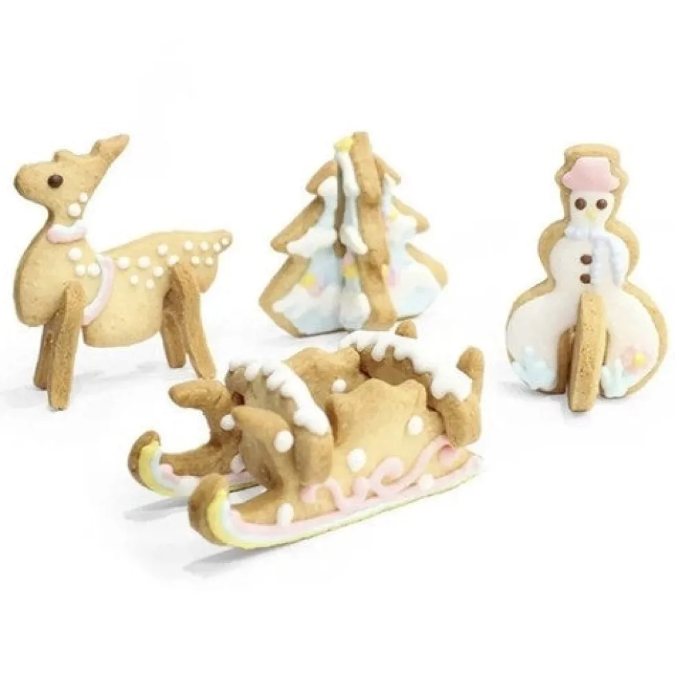 Julkakformar 3D-set 8 st i rostfritt stål för pepparkakor