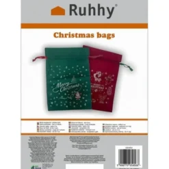Julklappspåsar med snöre tomtemönster 45x29,5 cm 4-pack