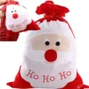 Julklappssäck röd/vit med tomtemotiv 60x50x37 cm med band
