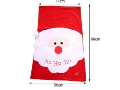 Julklappssäck röd/vit med tomtemotiv 60x50x37 cm med band