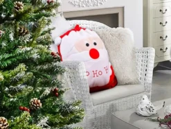 Julklappssäck röd/vit med tomtemotiv 60x50x37 cm med band