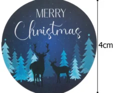 Julklistermärken på rulle 500 st, 8 motiv, blå, Ø4 cm