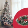 Julkrans 30 cm med kottar, julkulor och rönnbär, röd/vit