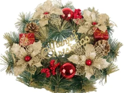 Julkrans med dekorationer Merry Christmas konstgjord 40 cm