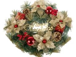 Julkrans med dekorationer Merry Christmas konstgjord 40 cm
