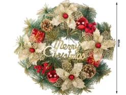 Julkrans med dekorationer Merry Christmas konstgjord 40 cm