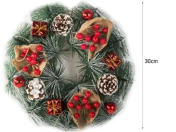 Julkrans med dekoration konstgjorda tallgrenar 30 cm