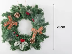Julkrans med dekoration och kottar 20 cm