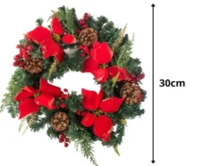 Julkrans med kottar och dekorationer 30 cm