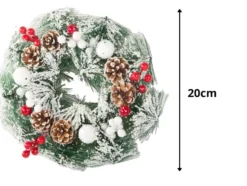 Julkrans med kottar och dekorationer, Ø20 cm