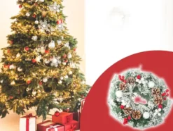 Julkrans med kottar och dekorationer, Ø20 cm
