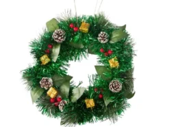 Julkrans med kottar och julmotiv 30 cm för inom- och utomhus