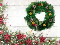 Julkrans med kottar och julmotiv 30 cm för inom- och utomhus