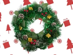 Julkrans med kottar och julmotiv 30 cm för inom- och utomhus