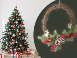 Julkrans med kottar 30x25 cm dekoration för inom- och utomhus