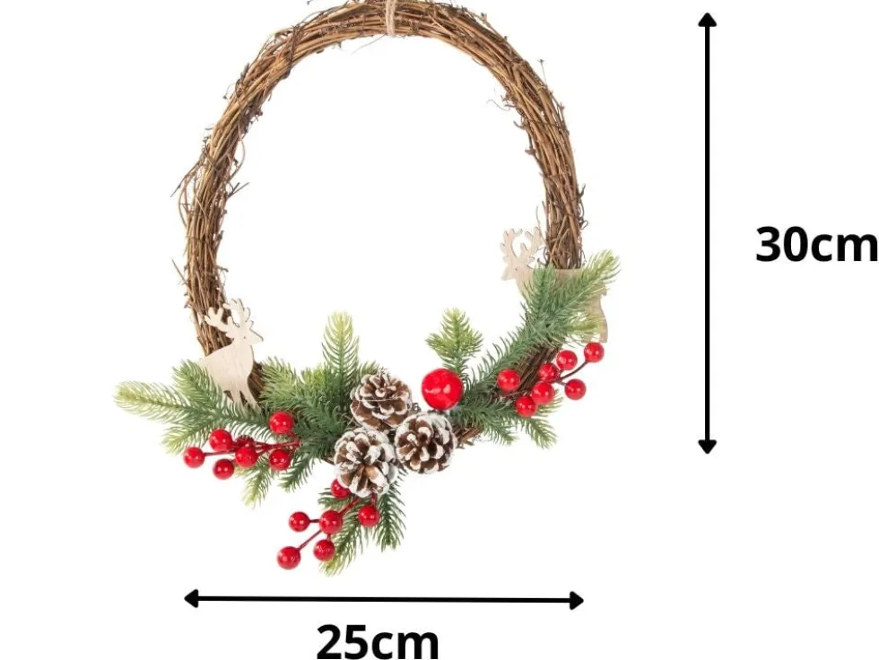 Julkrans med kottar 30x25 cm dekoration för inom- och utomhus