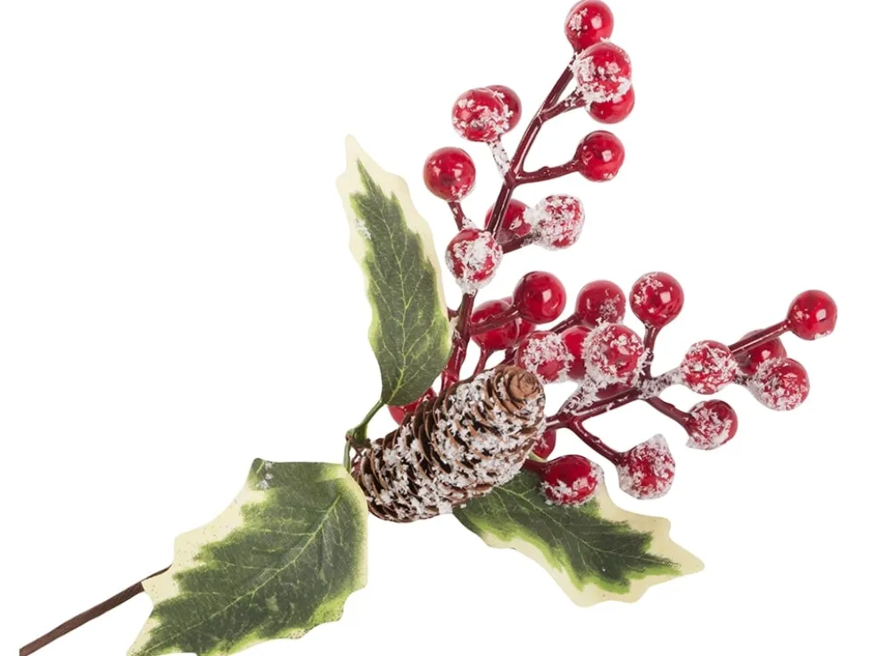 Julkvist dekoration 22 cm med rönnbär kottar och mahonia