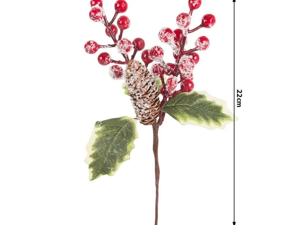 Julkvist dekoration 22 cm med rönnbär kottar och mahonia