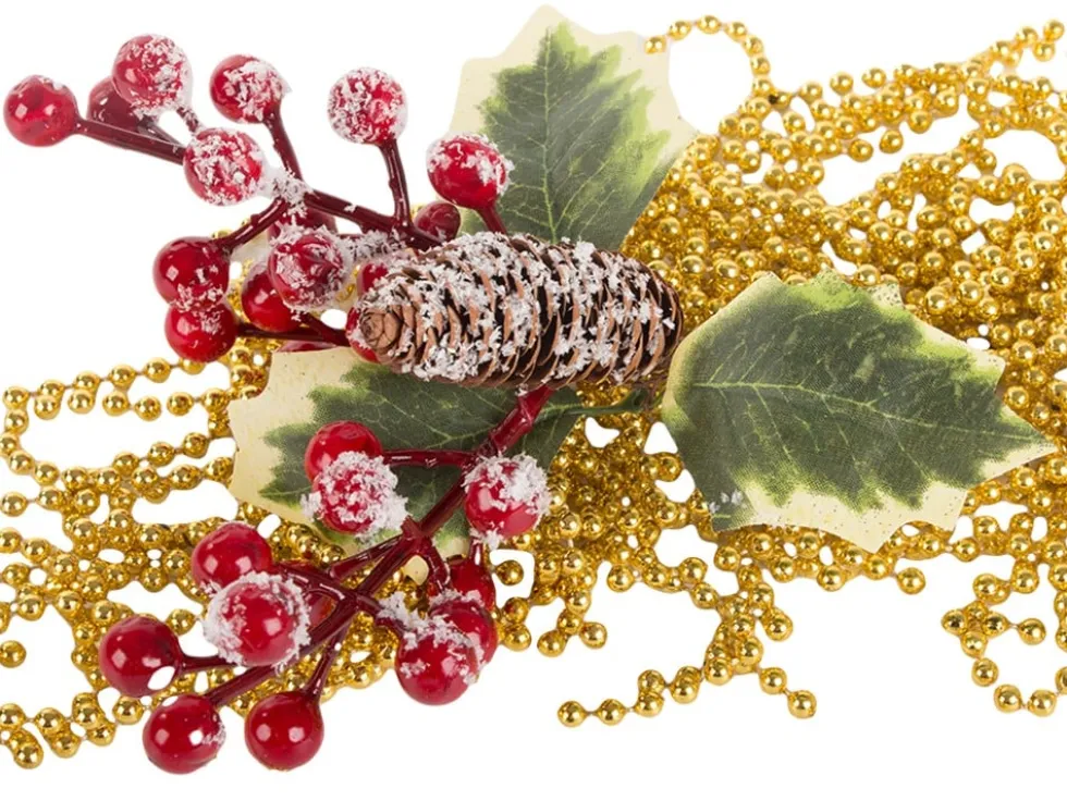 Julkvist dekoration 22 cm med rönnbär kottar och mahonia