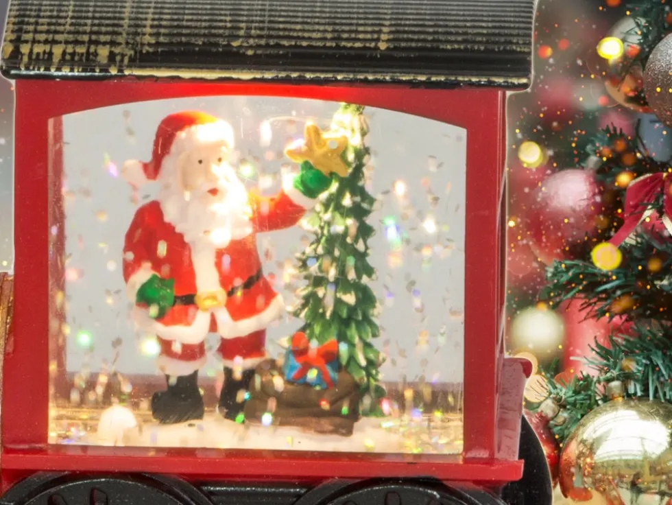 Jullykta LED lokomotiv i glas 13,5x5x8 cm, batteridriven