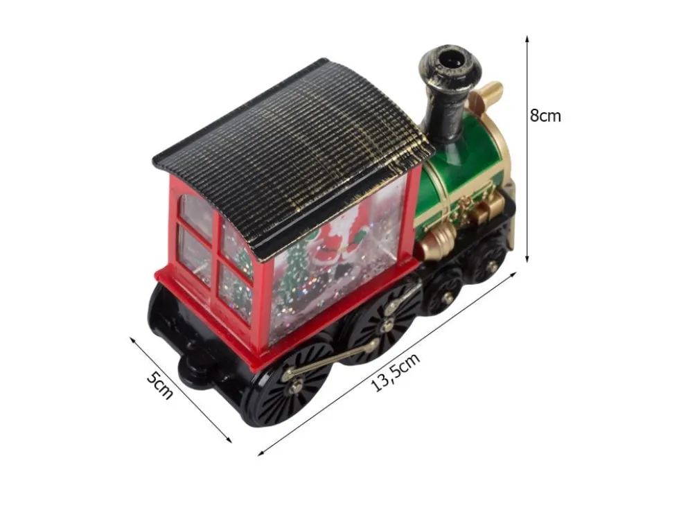 Jullykta LED lokomotiv i glas 13,5x5x8 cm, batteridriven