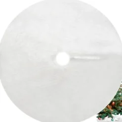 Julmatta under granen vit 72 cm långhårig polyester