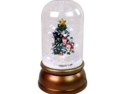 Julprydnad snöglob med snögubbar ljud/ljus snöeffekt 32 cm